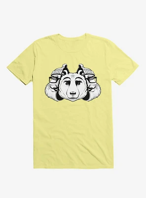Bear Inside Black And White Corn Silk Yellow T-Shirt