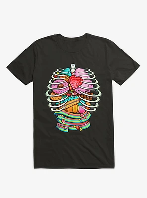 Unicorn Anatomy Sweet Inside Black T-Shirt