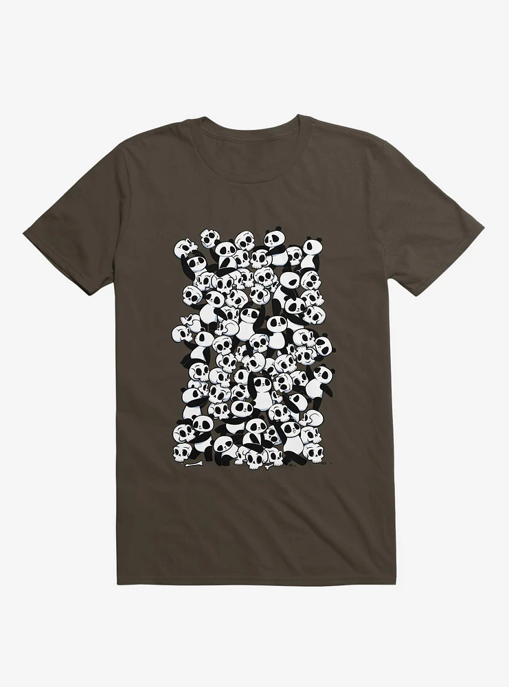 Dia De Los Muertos Panda Party Brown T-Shirt
