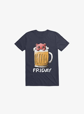 Friday Cat Navy Blue T-Shirt