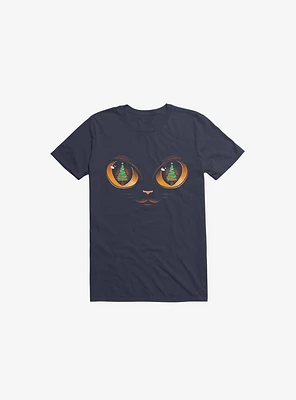 Xmas Cat Attack Navy Blue T-Shirt
