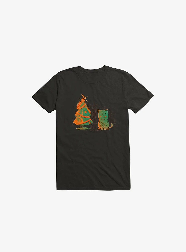 Xmas Miracle Cat Black T-Shirt