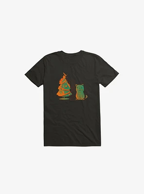 Xmas Miracle Cat Black T-Shirt