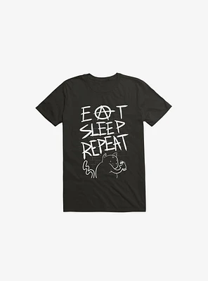 Eat Sleep Repeat Cat Black T-Shirt