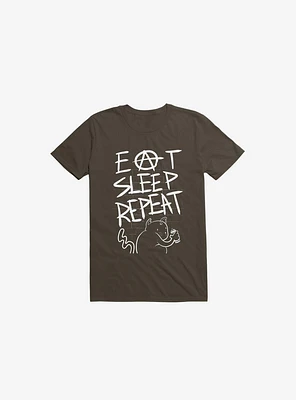 Eat Sleep Repeat Cat Brown T-Shirt