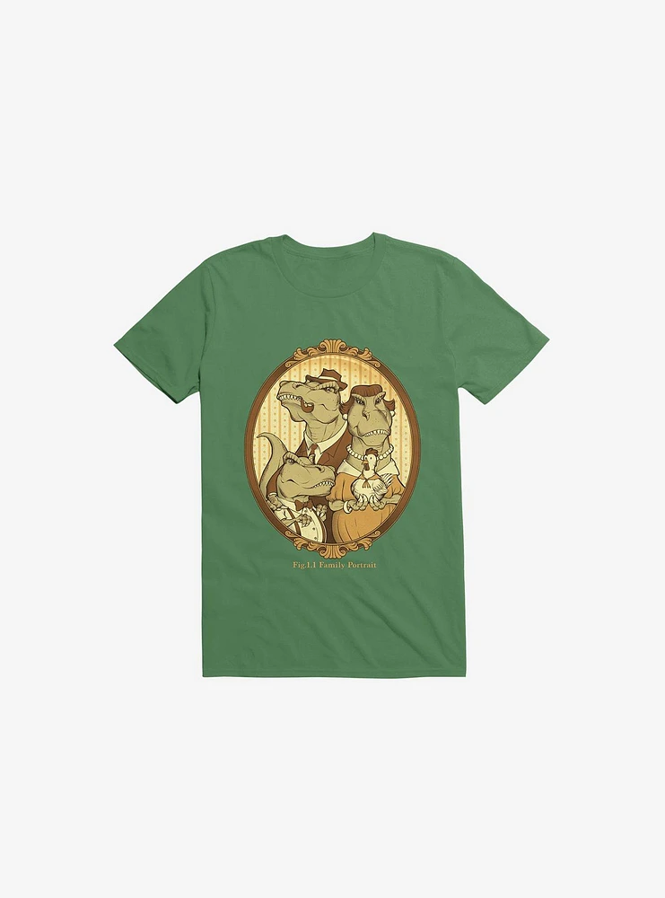 Family Portrait Dinosaur Kelly Green T-Shirt