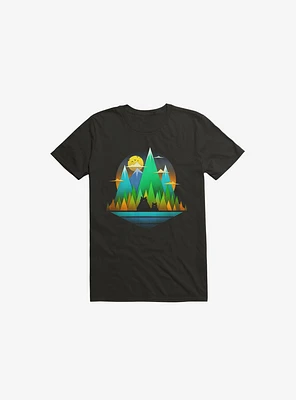 Geometric Landscape Bears Black T-Shirt