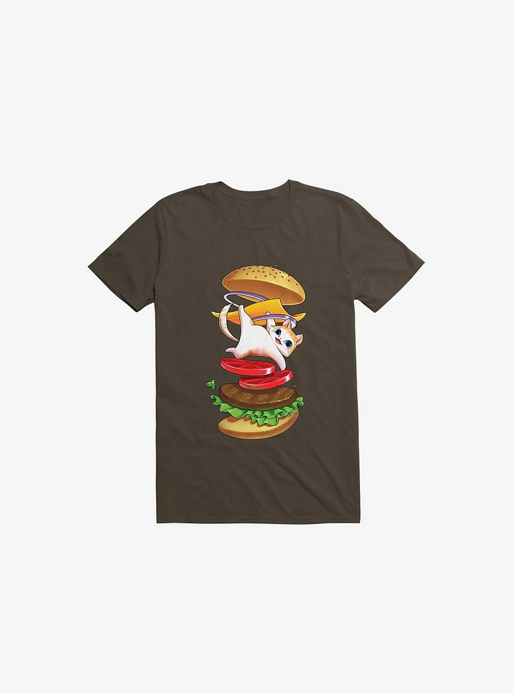 Hamburger Cat Brown T-Shirt