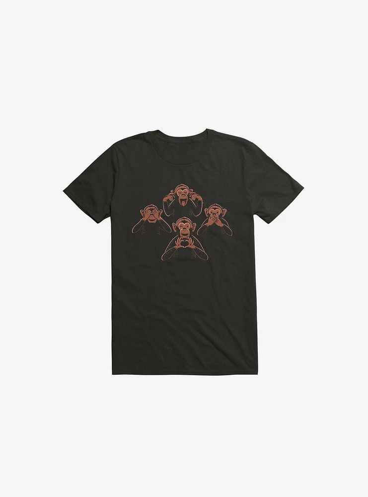 Four Wise Monkeys Black T-Shirt