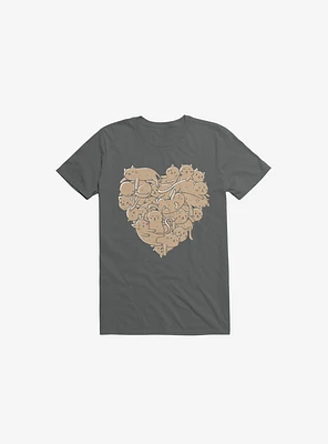 I Love Cats Heart Charcoal Grey T-Shirt