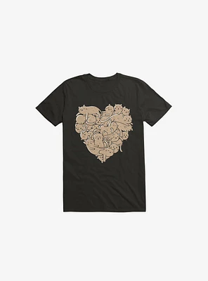 I Love Cats Heart Black T-Shirt
