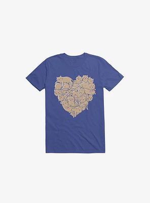 I Love Cats Heart Royal Blue T-Shirt