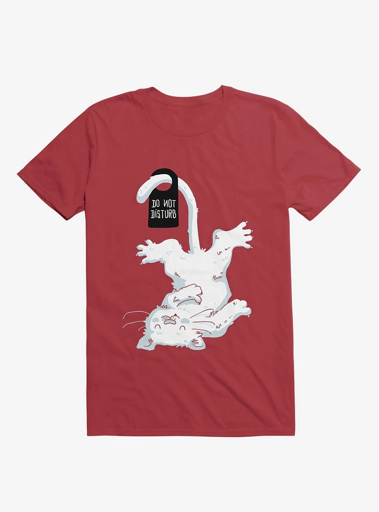 Do Not Disturb Cat Red T-Shirt