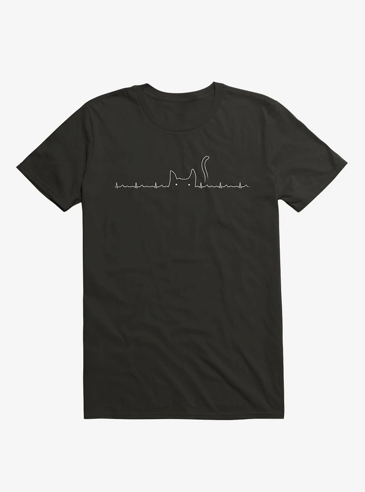 Cat Line Heartline Black T-Shirt