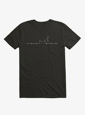 Cat Line Heartline Black T-Shirt