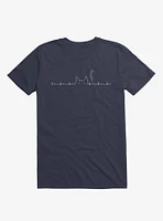 Cat Line Heartline Navy Blue T-Shirt
