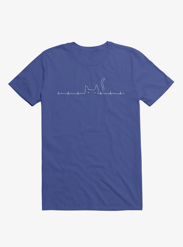 Cat Line Heartline Royal Blue T-Shirt
