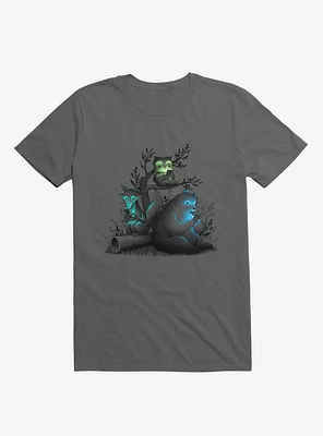 Connecting With The Forest, Animals Using Phones Charcoal Grey T-Shirt