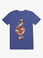 Flower Music Heart Royal Blue T-Shirt