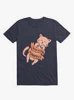 I Was Born Perfect Cat Navy Blue T-Shirt