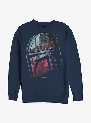 Star Wars The Mandalorian Helmet Explanation Crew Sweatshirt