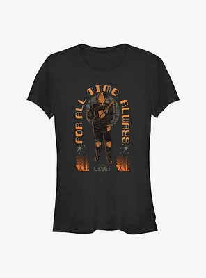 Marvel Loki For All Time. Always. Features Hunter B-15 Girls T-Shirt