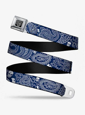 Bandana Skull Print Seatbelt Belt Royal