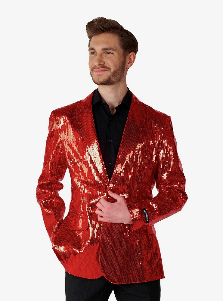 Red Sequin Party Blazer