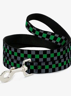 Checker Print Dog Leash Gray