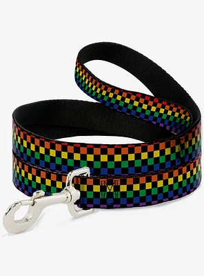 Checker Print Dog Leash Rainbow Multi