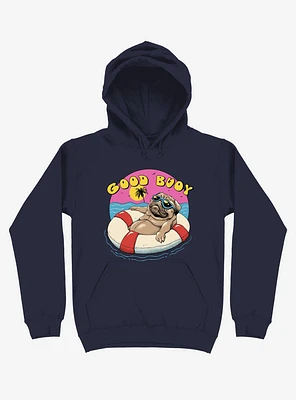 Ocean Pug Good Buoy! Navy Blue Hoodie