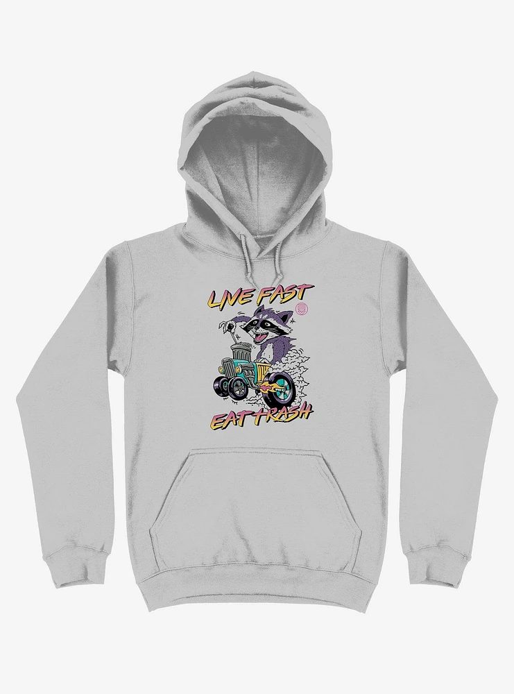 Raccoon Live Fast Eat Trash! Silver Hoodie