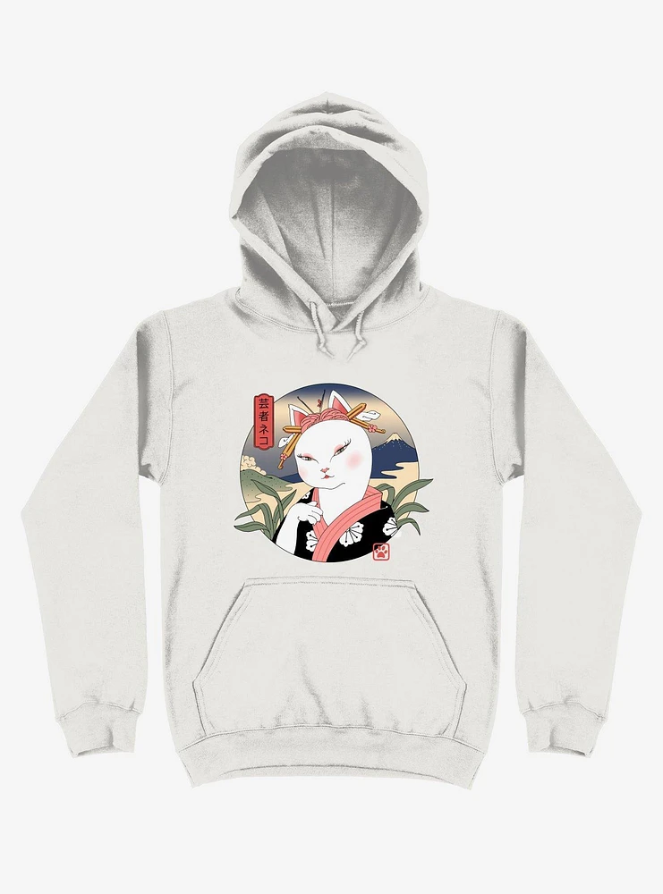 Cat Neko Geisha White Hoodie