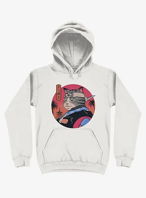 Samurai Cat White Hoodie