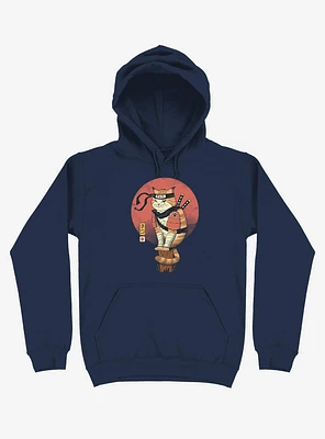 Orange Shinobi Cat Navy Blue Hoodie