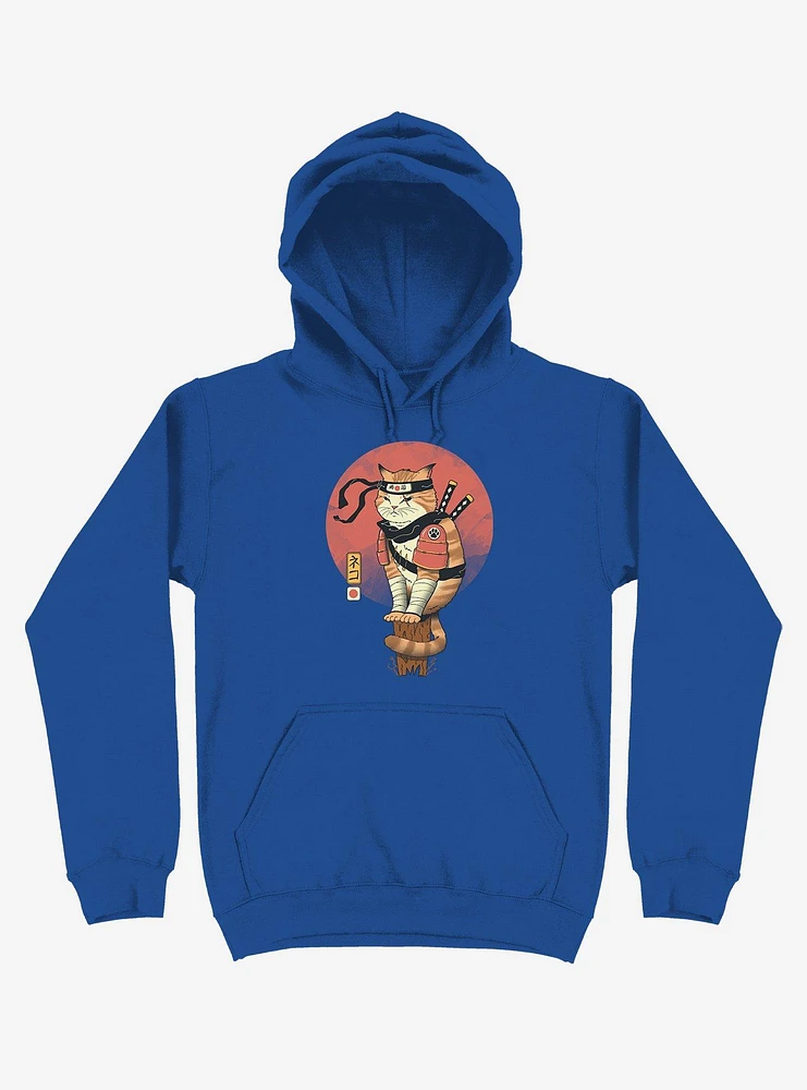 Orange Shinobi Cat Royal Blue Hoodie