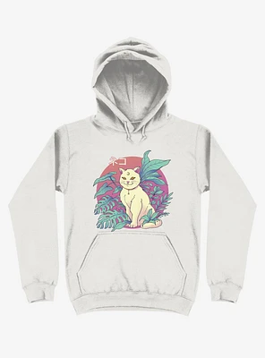 Leaves Vapor Cat White Hoodie