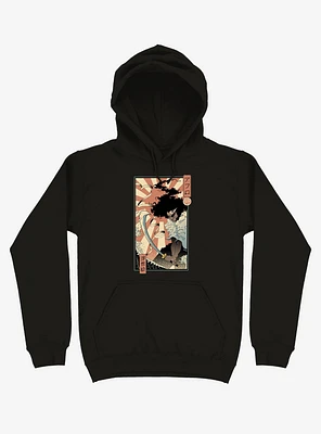 Samurai Sword Ocean Ukiyo-e Black Hoodie