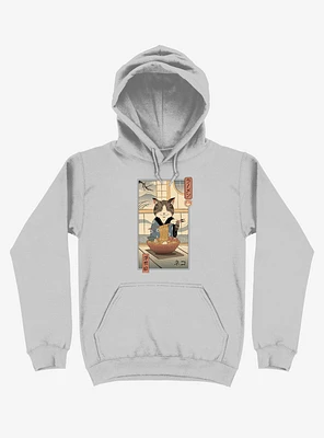 Cat Neko Ramen Ukiyo-e Silver Hoodie