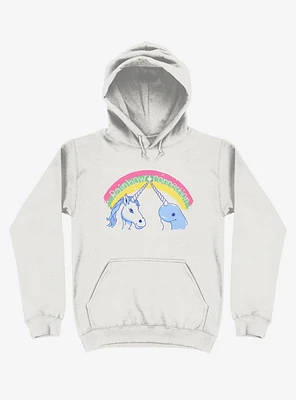 Rainbow Connection Unicorn And Narwhal White Hoodie