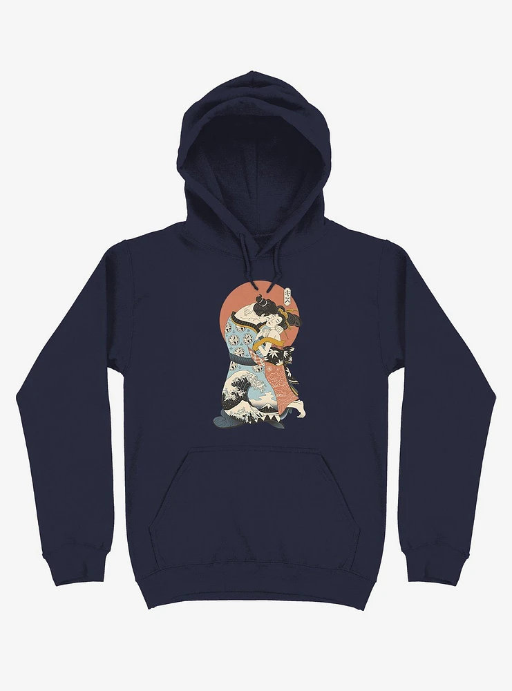 The Kiss Ukiyo-e Navy Blue Hoodie