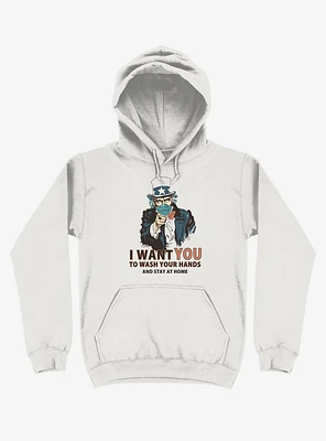 Wash Your Hands! Mask Uncle Sam White Hoodie