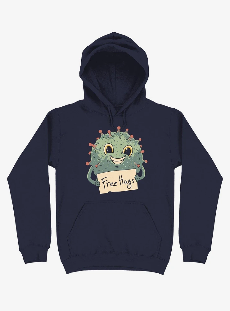 Free Virus Hugs Navy Blue Hoodie