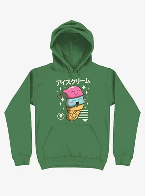 Kawaii Ice Cream Kelly Green Hoodie