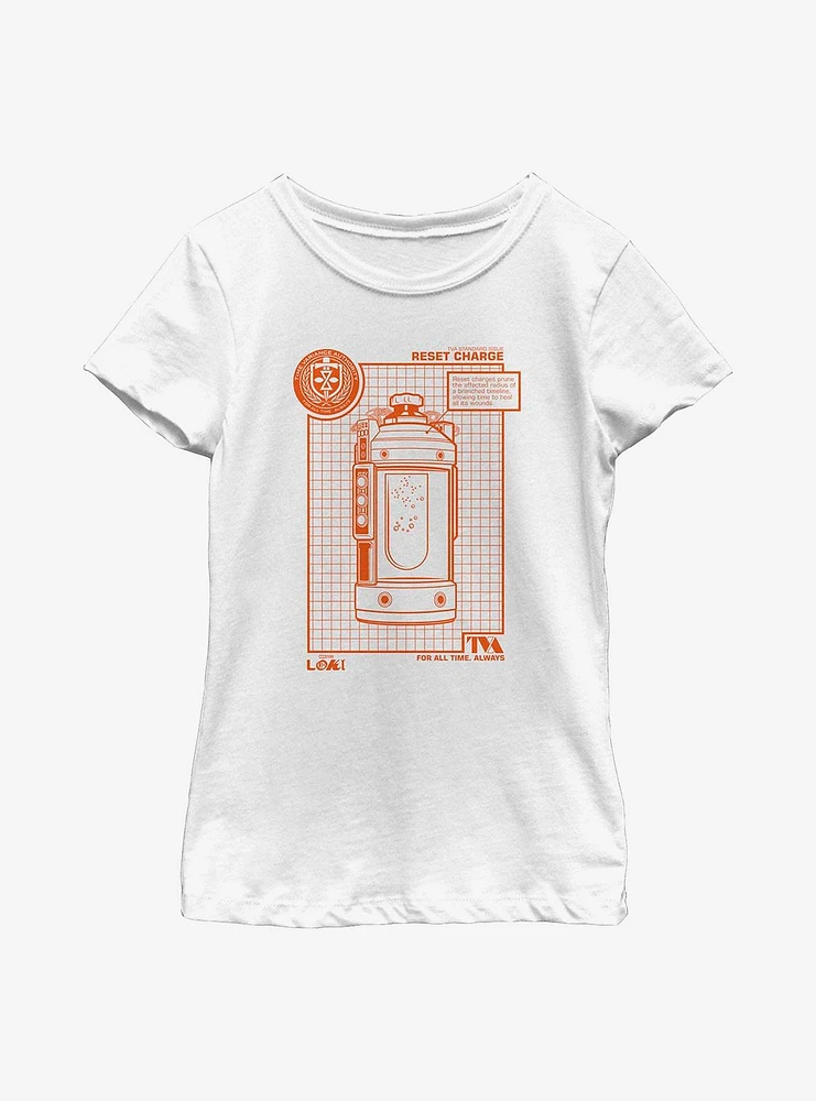 Marvel Loki TVA Standard Issue Reset Charge Youth Girls T-Shirt