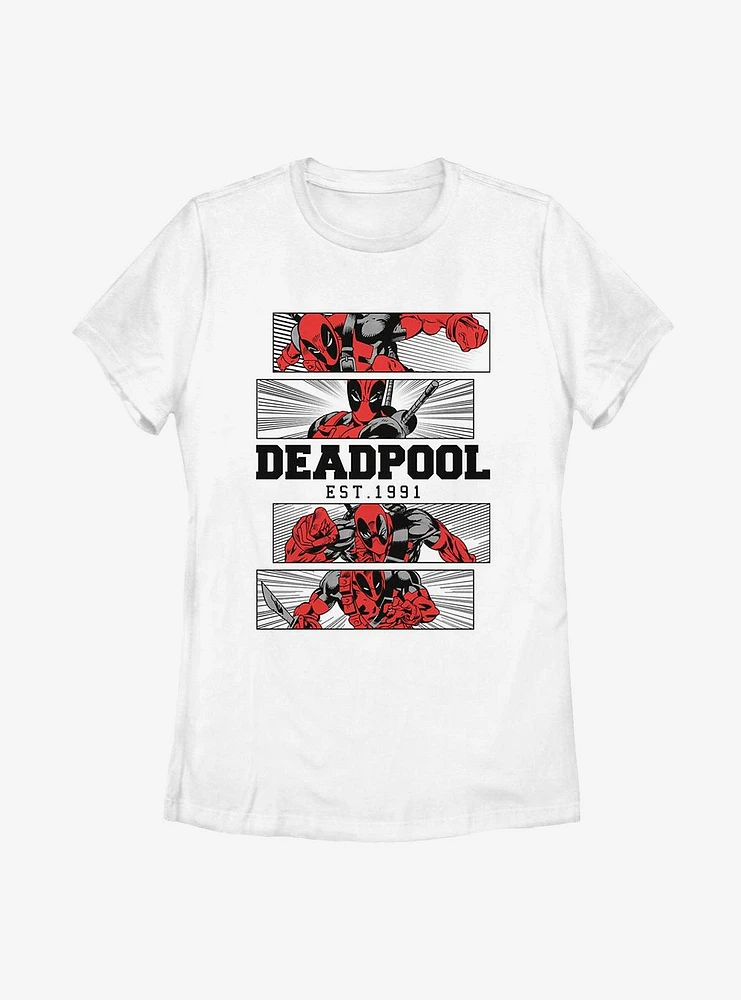 Marvel Deadpool 4 Panel 2 Tone Womens T-Shirt