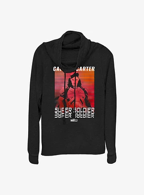 Marvel What If...? Captain Carter Super Soldier Cowlneck Long-Sleeve Girls Top