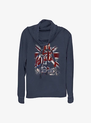 Marvel What If...? Captain Carter Flag Cowlneck Long-Sleeve Girls Top