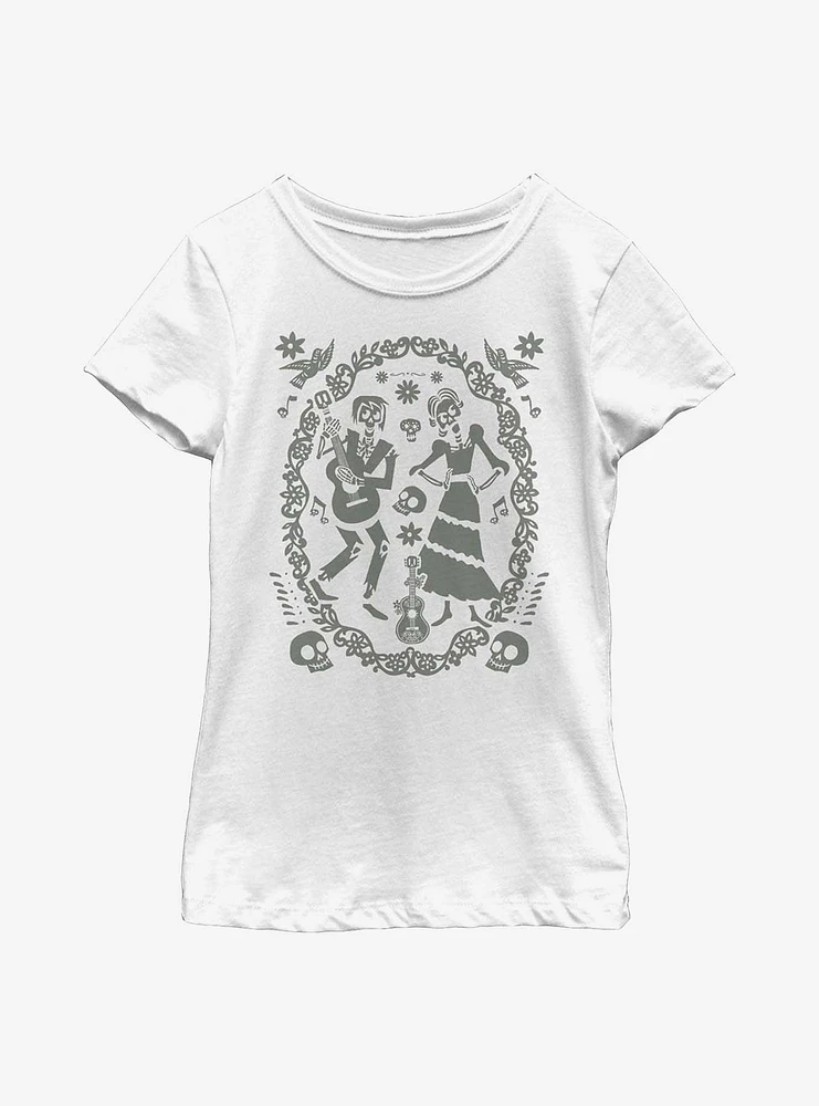 Disney Pixar Coco Paper Art Oval Youth Girls T-Shirt