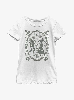 Disney Pixar Coco Paper Art Oval Youth Girls T-Shirt